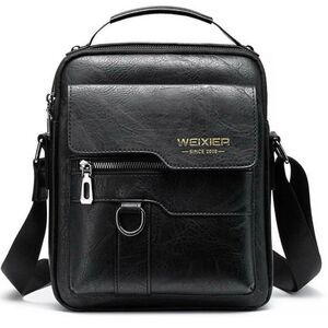 NWT WEIXIER Vintage Black Shoulder Spacious Multi-Pocket Office Travel Men’s Bag